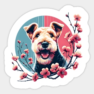 Lakeland Terrier Delights in Spring Cherry Blossoms Sticker